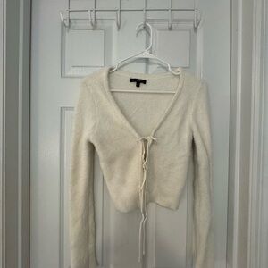 Fluffy tie sweater top